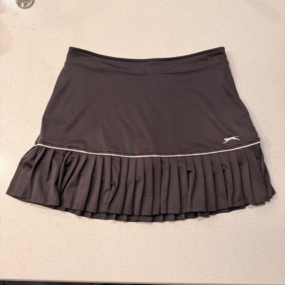 Slazenger Dark Academia Skort Womens Small Gray Pleated Y2K Revival Skirt Pocket - Picture 2 of 8